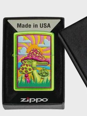 Cool Mushroom Lurid Green Finish Zippo Lighter